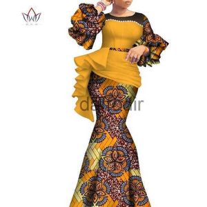 Vestidos casuales básicos Vestidos africanos largos para mujeres Dashiki Nigeria Vestido de novia tradicional Bazin Riche Vestido de perlas de cera Manga linterna WY7769 240304