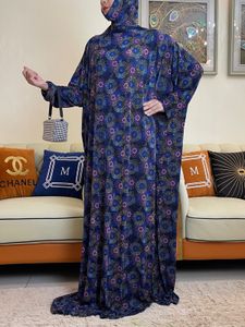 Vestidos casuales básicos Mujeres musulmanas con capucha Abaya Turquía-Prenda de oración africana Kaftan Vestido con Hijab Estampados florales Dubai Arabia Saudita Robe en Ramadán 230720