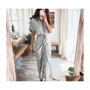 Robes Décontractées De Base Au Détail Femmes Chemise Designer Commutation Plus La Taille S3Xl Robe Longue Mode Visage Forgé Vêtements Drop Delivery Ap Dhboq