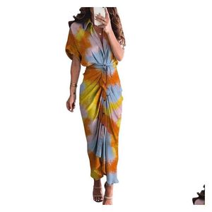 Vestidos casuales básicos Moda de verano Vestido de mujer Fiesta Elegante Robe Femme Sexy Ladies Vestidos largos Roupas Femininas Maxi Mujer Clo Dhpxi