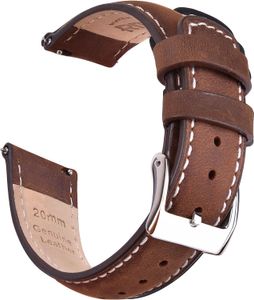 Basics Bracelet de montre en cuir à dégagement rapide – Bracelet de montre en cuir huilé Crazy Horse – Choix de largeur de couleur – 20 mm ou 22 mm