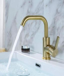 Basin Robinet Salle de bain Copper Matte Brosse Gold évier mélangeur Tapé de toilet