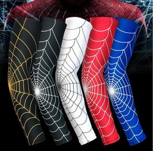 Basketball elastic elbow support outdoor sports fitness exercise leg protection arm sleeve cycling Protective cool spider web arm sleeve