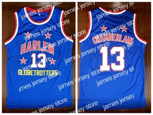 Maillots de basket-ball Harlem Globetrotters 13 Wilt Chamberlain College Basketball Jersey Vintage Blue All Stitched Size S-3XL De US