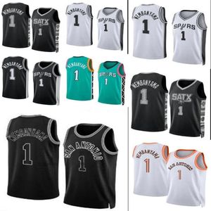 Maillots de basket Victor Wembanyama San Draft Pick NO.1 Antonio Jersey Spur 2024 blanc noir vert