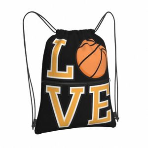 Baloncesto Amor Bolsas con cordón Mochilas Bolsos Escuela Universal Gimnasio Portátil Almacenamiento de zapatos al aire libre Alta capacidad Cool O9hb #