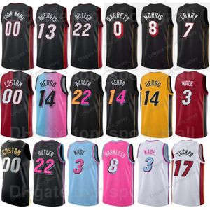 Basketball sérigraphié 75e anniversaire Bam Ado Jersey 13 Duncan Robinson 55 Jimmy Butler 22 Dwyane Wade 3 Tyler Herro 14 Kyle Lowry 7 Numéro de nom personnalisé