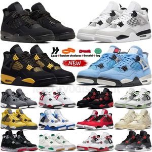 Chaussures de basket-ball UNC 4s Midnight Navy Military Blue Noir Fire Red Blue j4 Thunder Cool Grey Metallic Lighting White Cement Bred Oreo Pure Money Sea Foam