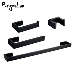 Bath Accessory Set BagnoLux Stainless Steel Black Beautiful Self-Adhesive Wall Hook Toilet Paper Holder Towel Bar Bathroom Accessories 230919