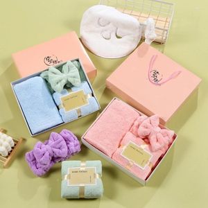 Ensemble d'accessoires de bain, serviette en polaire corail, bonnet pour cheveux secs, bandeau, boîte-cadeau, emballage ménager pour enfants filles garçons, salle de bain, douche, cadeau Y5GB