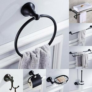 Juego de accesorios para baño, accesorios de baño de bronce frotado con aceite, toallero, soporte de papel, anillo, cepillo de dientes, juegos de accesorios para cepillo de baño