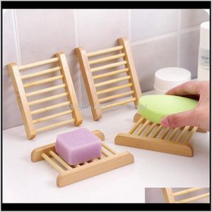 Bath & Garden Drop Delivery 2021 Natural Wooden Dishes Soap Tray Holder Shower Bathroom Accessories No Punching Drain Rack Home Supplies Fwcj