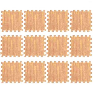 Tapis de bain 12 pièces Tapis de sol en mousse de grain de bois Puzzles pour enfants Tapis de zone pour enfants Tapis de jeu pour bébé