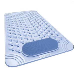 Tapis de bain Tapis de baignoire Douche en caoutchouc antidérapante avec trous de drainage Ventouses Massage rapide des pieds Bleu