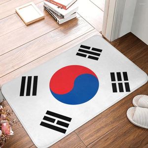 Alfombras de baño Bandera coreana Estera de pie para ducha Entrada a la casa Rojo y azul Secado rápido Alfombra de baño Terciopelo Antideslizante Inodoro