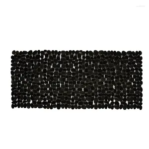 Mats de baño Pebbles rectangulares Mat de piedra Diseño de guijarros resistente a la placa Ducha PVC con taza de succión negra para cocina