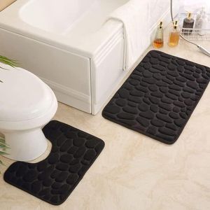 Alfombrillas de baño súper absorbente estera de piso sin deslizamiento de dos piezas Memoria suave de algodón de algodón baño de baño