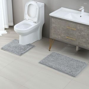 Bath Mats Super Soft Chenille Toilet Mat Rug Non Slip Water Absorbent 2 Pcs/Set For Bathroom Washroom Accessories Floor Rugs