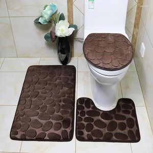 Tapis de bain toilettes trois pièces ensemble de pieds en forme de U entrée de salle de bain antidérapant et absorbant l'eau