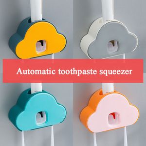 Suministros de baño para el baño Niños Adultos Máquina automática de pasta de dientes para apretar Montado en la pared Soporte para cepillo de dientes a prueba de polvo Accesorios de artículos de tocador de succión fuerte LT0129