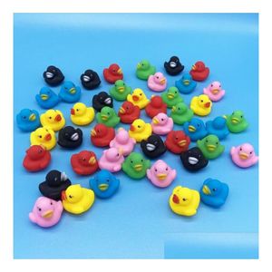 Juguetes de baño Patos de baño Animales Colorf Flotador de goma suave Squeeze Sound Squeaky Classic Duck Plástico Baño Natación Juguete Drop Deliv Dh1Ab