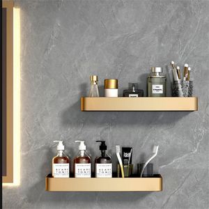 Étagères de salle de bain Étagère de salle de bain murale salle de bain rangement organisateur support étagère d'angle or brossé noir aluminium bain douche étagère 230422