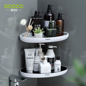 Étagères de salle de bain ECOCO étagère d'angle rangement douche porte-shampooing panier support mural étagère sans poinçon salle de bain accessoires de cuisine 230421