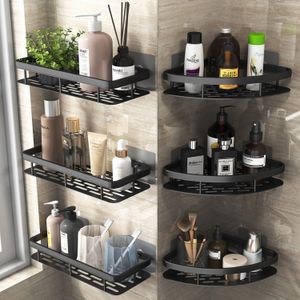 Bathroom Shelves Shelf Makeup Storage Organizer Aluminum Alloy Shampoo Rack Shower Accessories No Drill Wall 230616