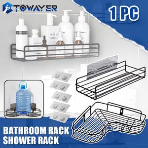 Étagères de salle de bain étagère douche shampooing étagère de rangement support de cuisine sans poinçon mural organisateur accessoires 230419