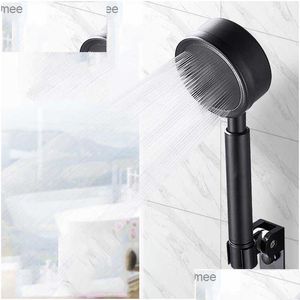 Pommeaux de douche de salle de bains Tête noire en acier inoxydable résistant aux chutes à main haute pression pour économie d'eau buse de pluie Q Dh3Ur