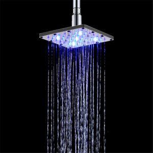Pays de douche de salle de bain têtes ABS carré 6 pouces LED coloré d'auto-dishiscoloration top spray l0409