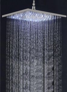 Pommeaux de douche de salle de bain Nickel noir Chrome or 16 pouces pomme de pluie LED haute pression sans bras travail par température de débit d'eau V0bv287B6415484