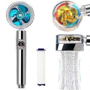 Bathroom Shower Heads Turbo Propeller Head Water Saving High Preassure Flow 360 Degrees with Fan Extension head Rainfall Holder 230419