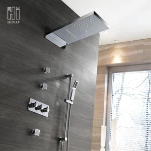Ensembles de douche de salle de bains système de système de pluie robinet de bain en laiton chromé mitigeur de pluie de luxe intégré au mur intégré