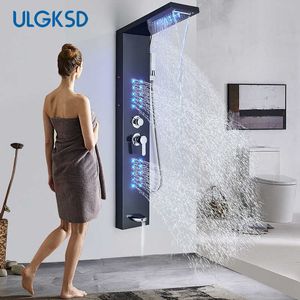 Conjuntos de ducha de baño ULGKSD Panel de ducha de baño Luz LED Grifo de baño Grifo mezclador de lluvia fría y caliente Grifo de baño moderno Columna de ducha para baño G230525