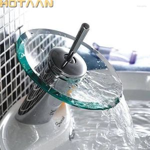 Grifos del fregadero del baño AAN Excelente calidad Mezclador de lavabo de latón macizo Grifo de cascada Recipiente Cromo Pulido Acabado Vidrio YT-5029