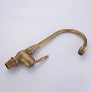 Robinets de lavabo de salle de bain robinets de bassin en laiton antique Long nez bel lavage Tap 360 Rotation Mélangeur à poignée unique Torneiras