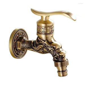 Bathroom Sink Faucets Antique Green Bronze Zinc Alloy Retro Faucet In-wall Type Washing Machine Mop Pool Hardware