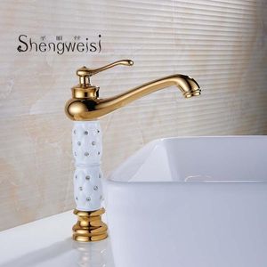 Bathroom Sink Faucets Basin Euro Gold Washbasin Faucet Luxury Tall Taps Single Handle Vanity Hole Mixer Water E