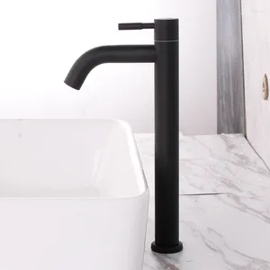 Robinets de lavabo de salle de bain Black Single Cold Deck Mounted Faucet Basin Tap High Wash