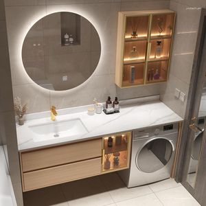 Bathroom Sink Faucets Cabinet Washing Machine Washbasin Integrated Combination Stone Plate Solid Wood Wash Basin Washstand
