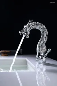 Robinets d'évier de salle de bain Chrome Finish Trou / Handle de dragons de dragons de toilettes Tap de robinet de dragons