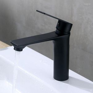 Robinets de lavabo de salle de bain Lavabo en cuivre et robinet froid Lavabo des toilettes Peinture noire domestique