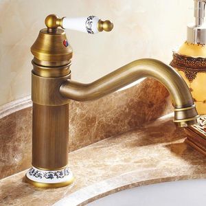 Robinets de lavabo de salle de bain robinet antique finition finale bassin en laiton mélangeur d'eau à poignée solide solide baignoire