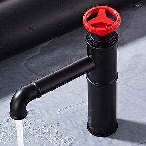 Grifos de lavabo de baño, grifo de estilo Industrial clásico, lavabo rojo negro, grifo de agua fría, grifos de tocador de arte creativo