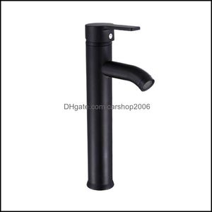 Grifos de lavabo de baño Grifos, duchas como jardín de casa Grifo de pintura de acero inoxidable negro Mezclador de agua fría Grifo de un solo orificio Drop Deiv