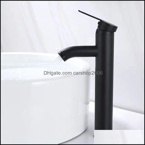 Robinets de lavabo de salle de bain Robinets, douches comme jardin à la maison Lavabo à une poignée Froid / Mitigeur Noir 77Uc1 Drop Delivery 2021 Qxovt