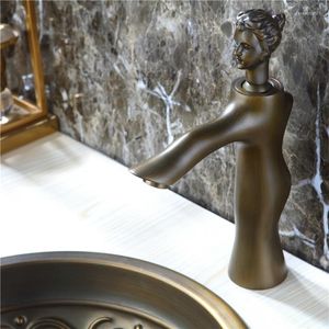Robinets d'évier de salle de bain Arrivée de navire gratuit Trou simple / poignée Bronze Bronze Beauty Robinet Batch Tap Short Deck monté