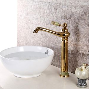 Robinets de lavabo de salle de bains, navire gratuit, or monotrou, lavabo en pierre de cristal, robinet mitigeur