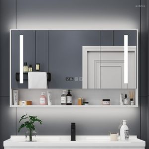 Robinets de lavabo de salle de bain Armoire à miroir Boîte murale avec étagère Cosmétique Rangement moderne Smart